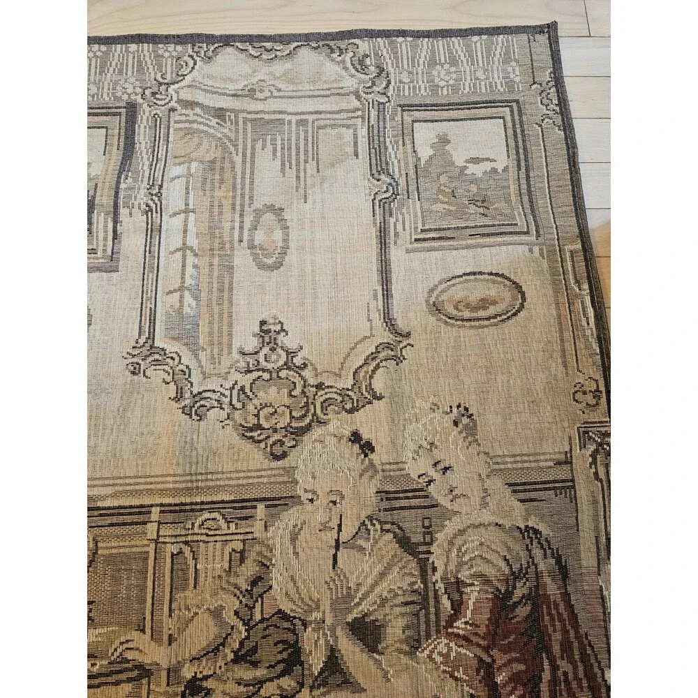 Vintage Made in Belgium Tapestry Wall Hanging Woven  36.5 x 98 inches